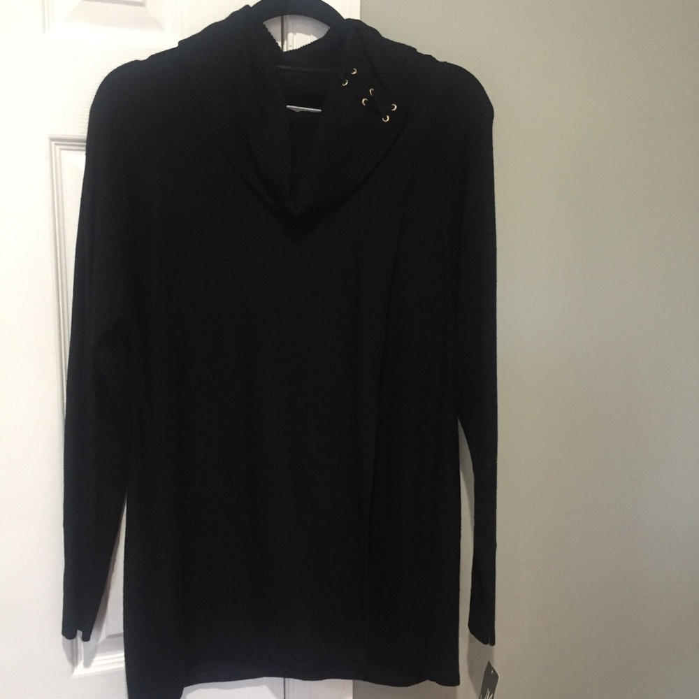 JM Collection Laceup Cowl Neck Sweater